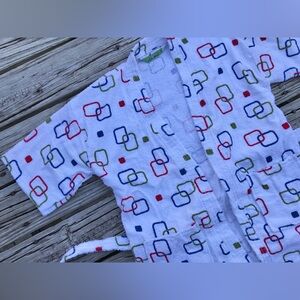 JANE TOWEL Kids S White Terrycloth Abstract Shape Print Colorful Geometric Robe